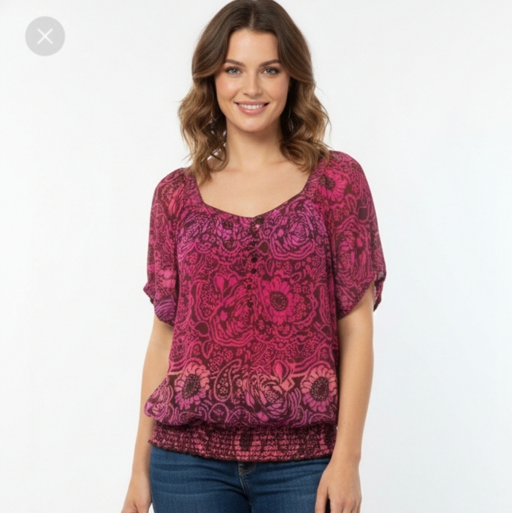 Lane Bryant Blouse Peasant Boho Festival Retro Hippie Purple 22/24